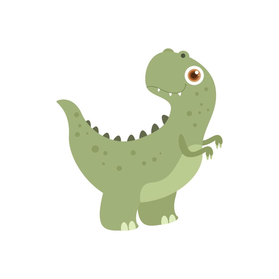 cartone animato personaggio divertente mostro bambino tiranosauro rex, preistorico giurassico rettile con grande denti. vettore