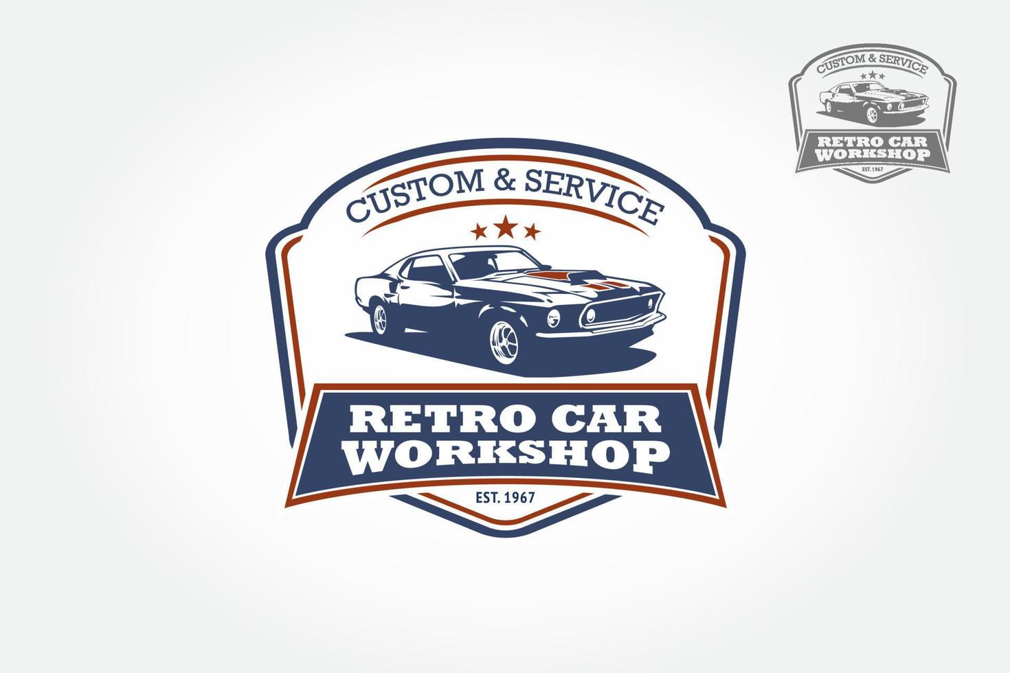 retrò auto laboratorio logo design.this logo può essere Usato per vecchio stile o classico auto negozi, riparazione, restauri. vettore