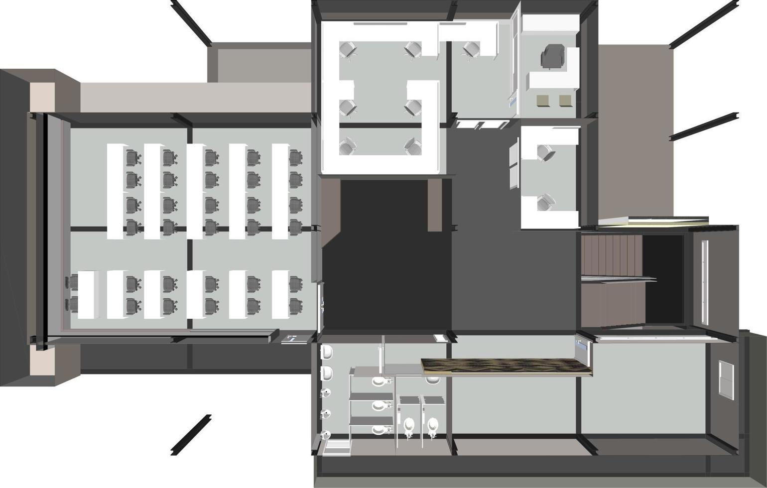 3d illustrazione di edificio progetto vettore