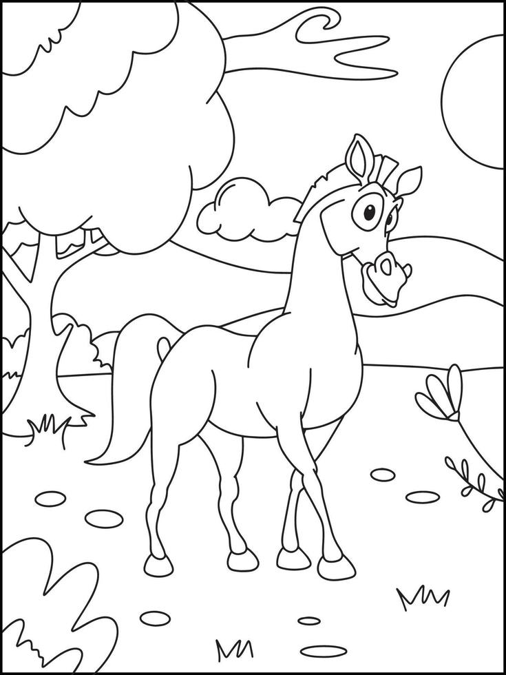 cavallo colorazione pagine per bambini - colorazione libro vettore