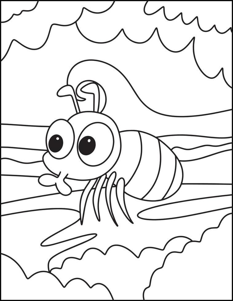 carino insetti colorazione pagine per bambini vettore