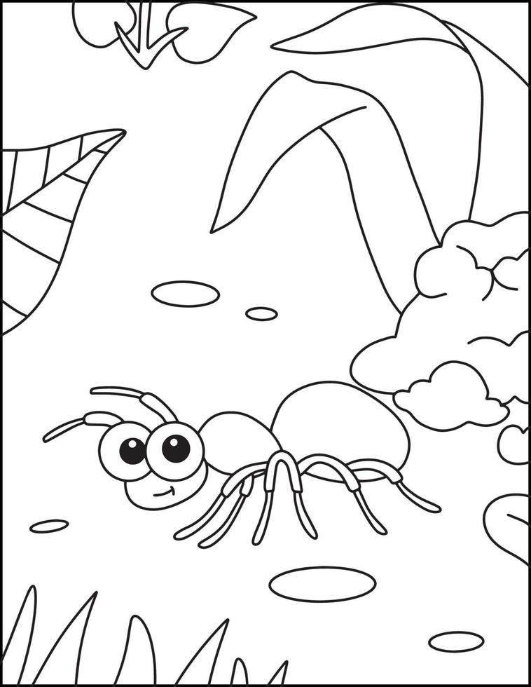 carino insetti colorazione pagine per bambini vettore