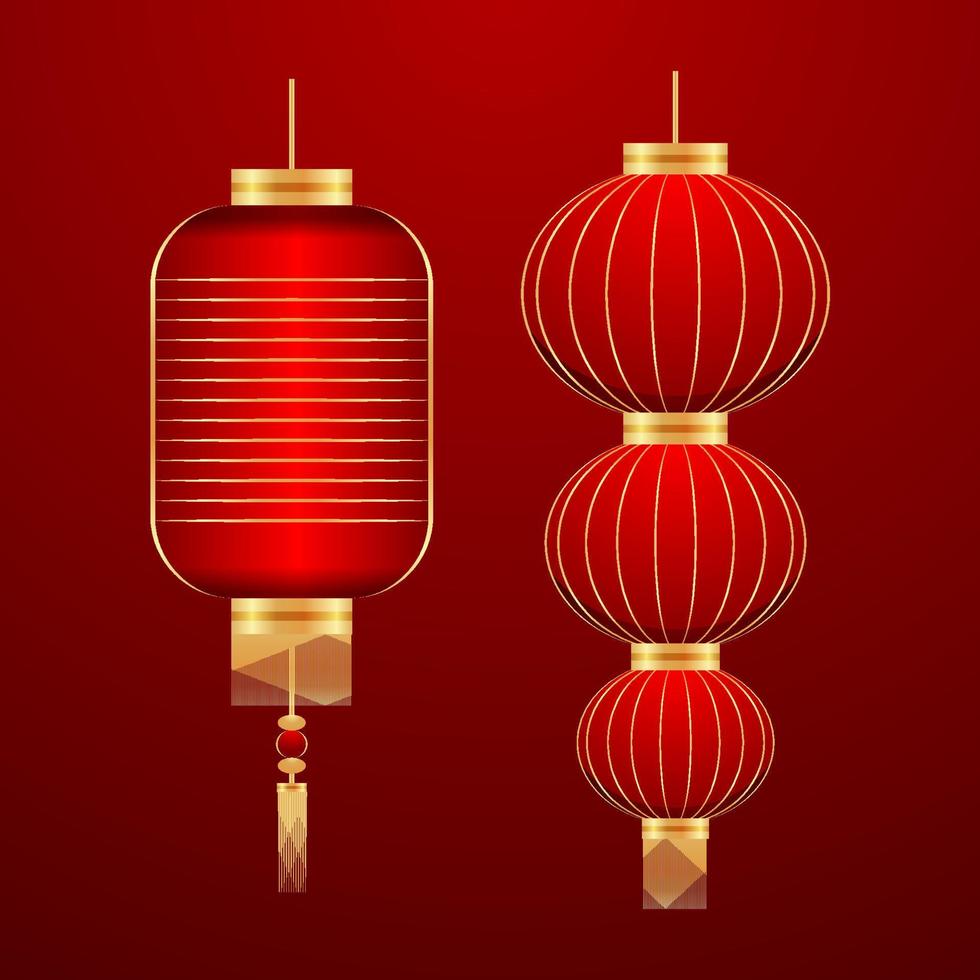 Cinese ornamento vettore impostare, orientale lanterna lampada modello design elemento, Cinese nuovo anno