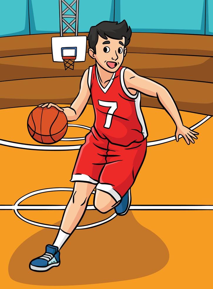 pallacanestro gli sport colorato cartone animato illustrazione vettore