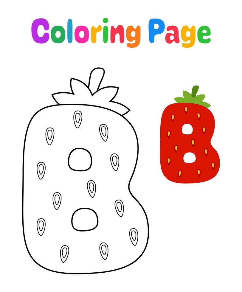 colorazione pagina con alfabeto B per bambini vettore