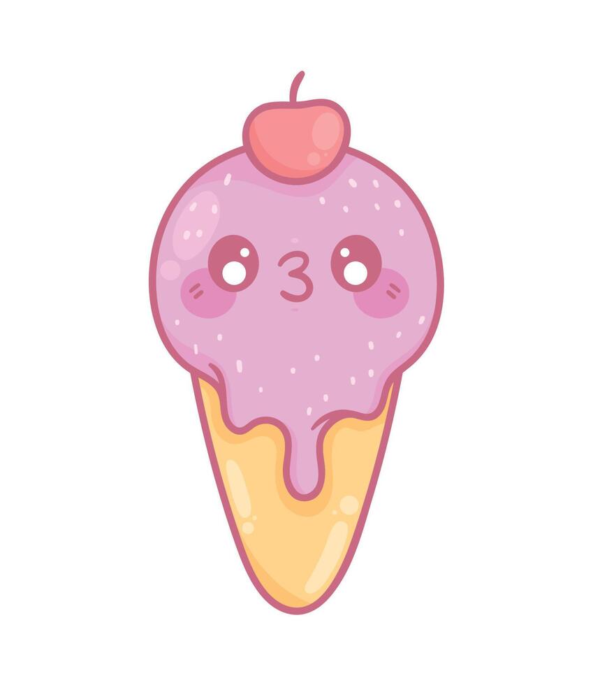 gelato dolce kawaii vettore