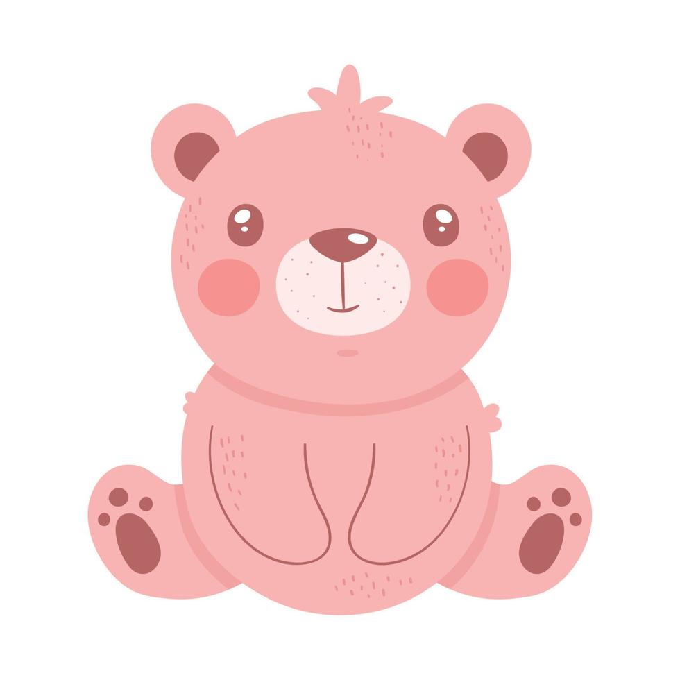 carino rosa orso seduto vettore
