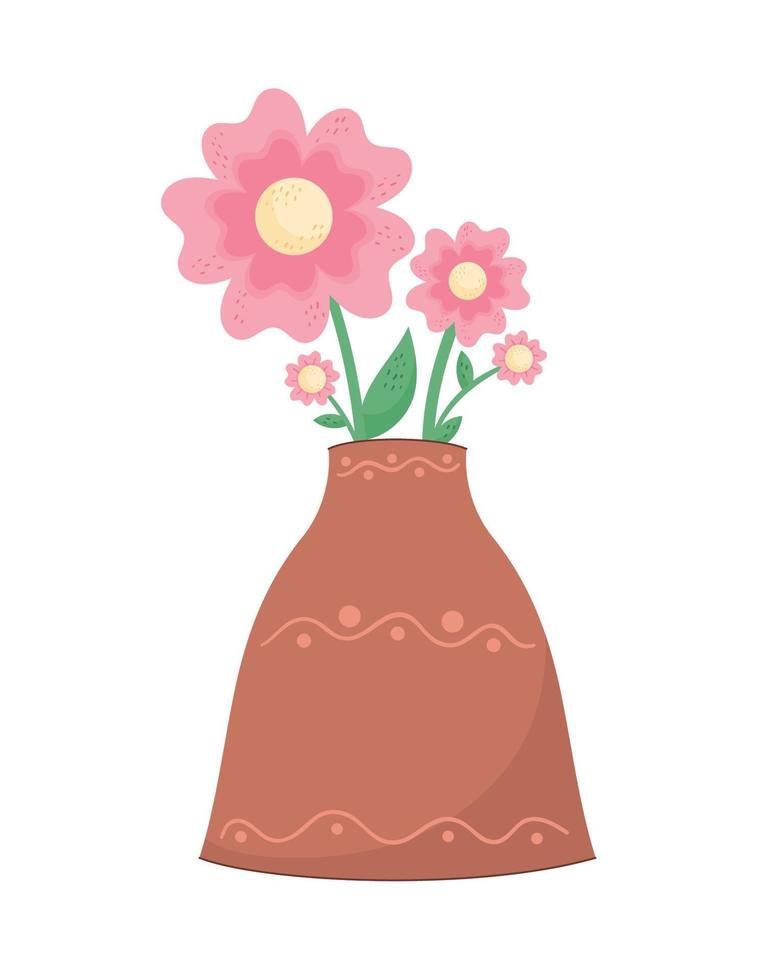 fiori rosa in vaso vettore