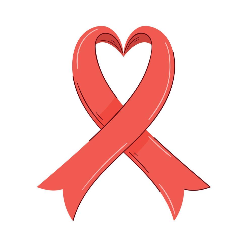 AIDS rosso nastro cuore vettore