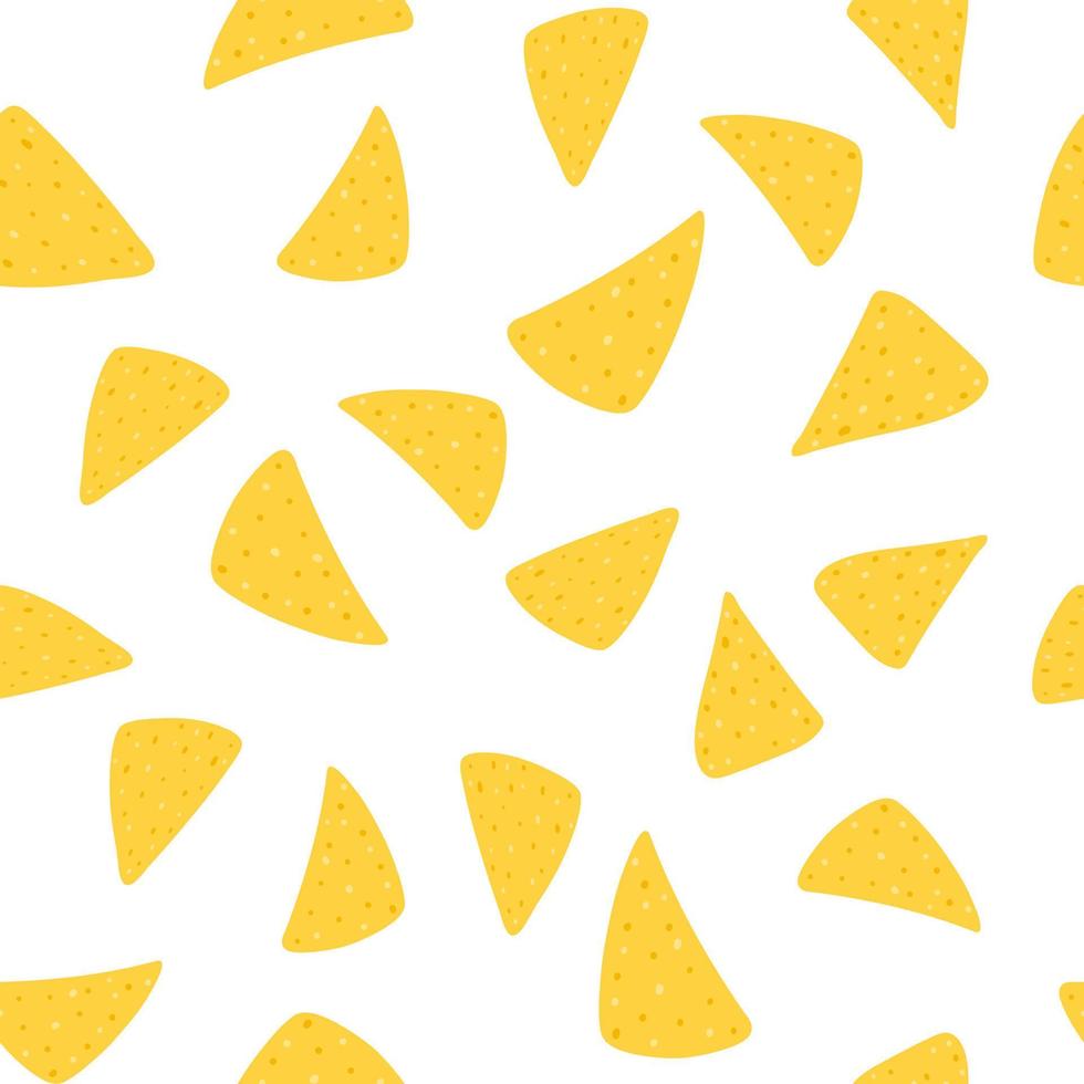 senza soluzione di continuità modello con tortilla patatine fritte nel cartone animato piatto stile. mano disegnato vettore sfondo con nachos tortillas, messicano cibo