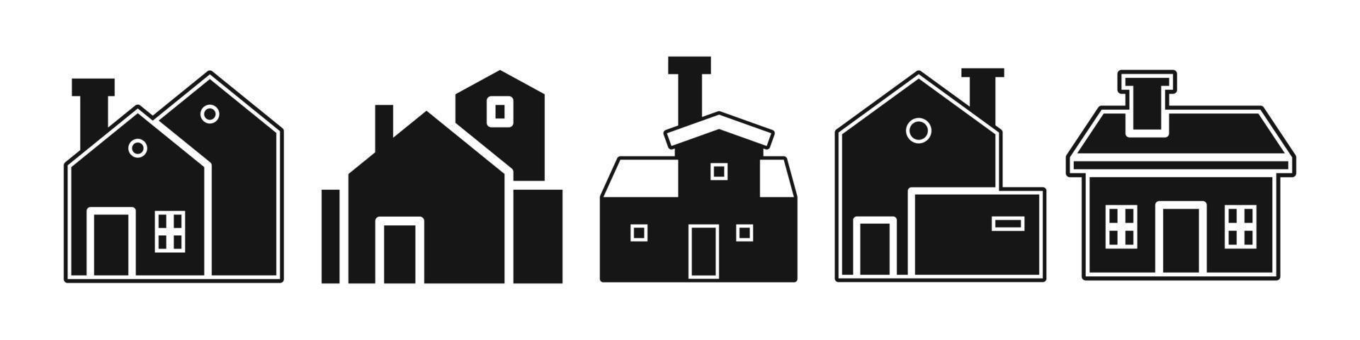 impostato di casa icona. magro schema forma di Casa vettore. vettore