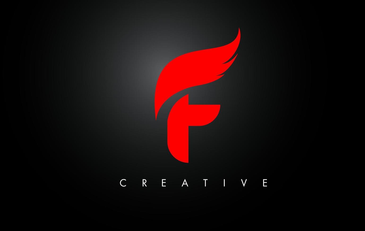 f lettera Ali logo design con rosso uccello volare ala icona. vettore