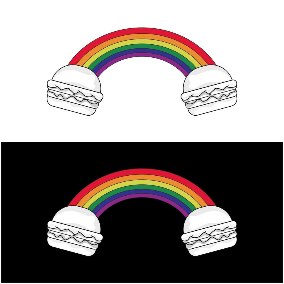 hamburger arcobaleno logo design modello vettore