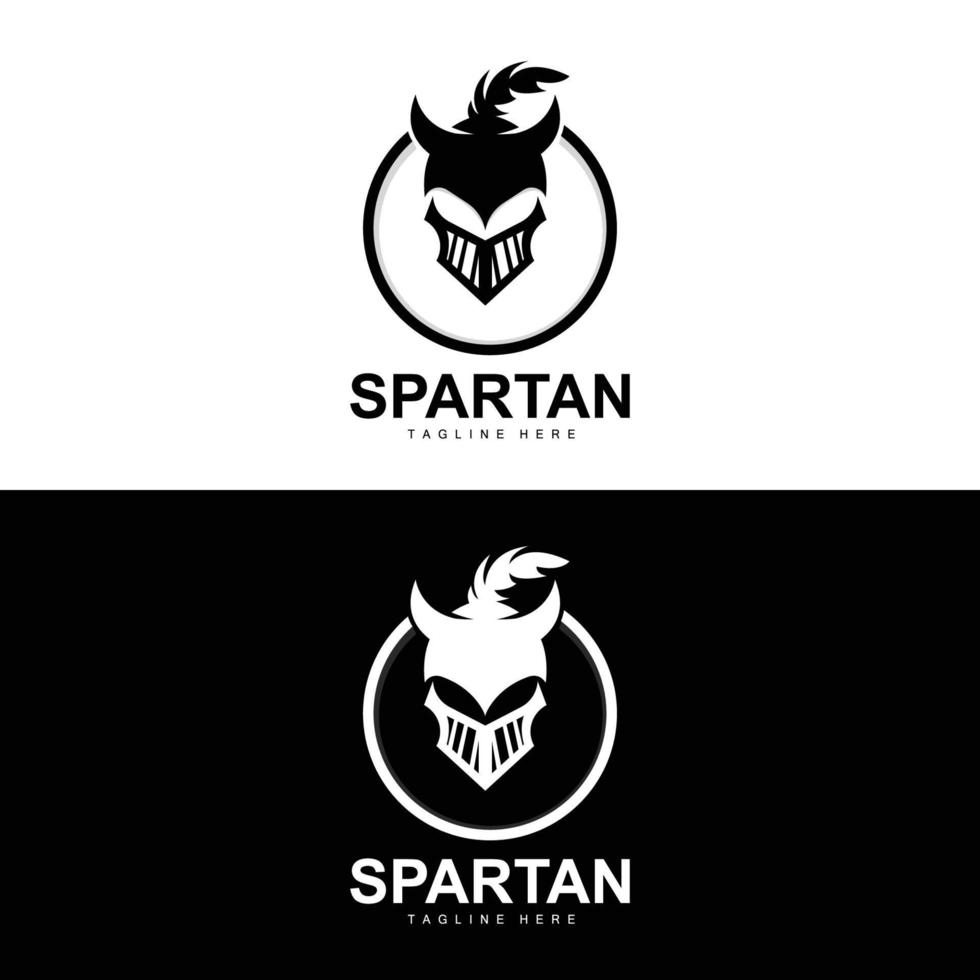 spartano logo, guerra casco completo da uomo vettore, barbaro armatura icona, vichingo, Palestra in forma disegno, fitness vettore