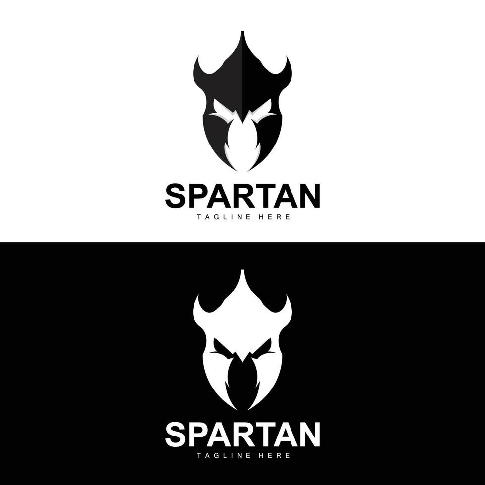 spartano logo, guerra casco completo da uomo vettore, barbaro armatura icona, vichingo, Palestra in forma disegno, fitness vettore