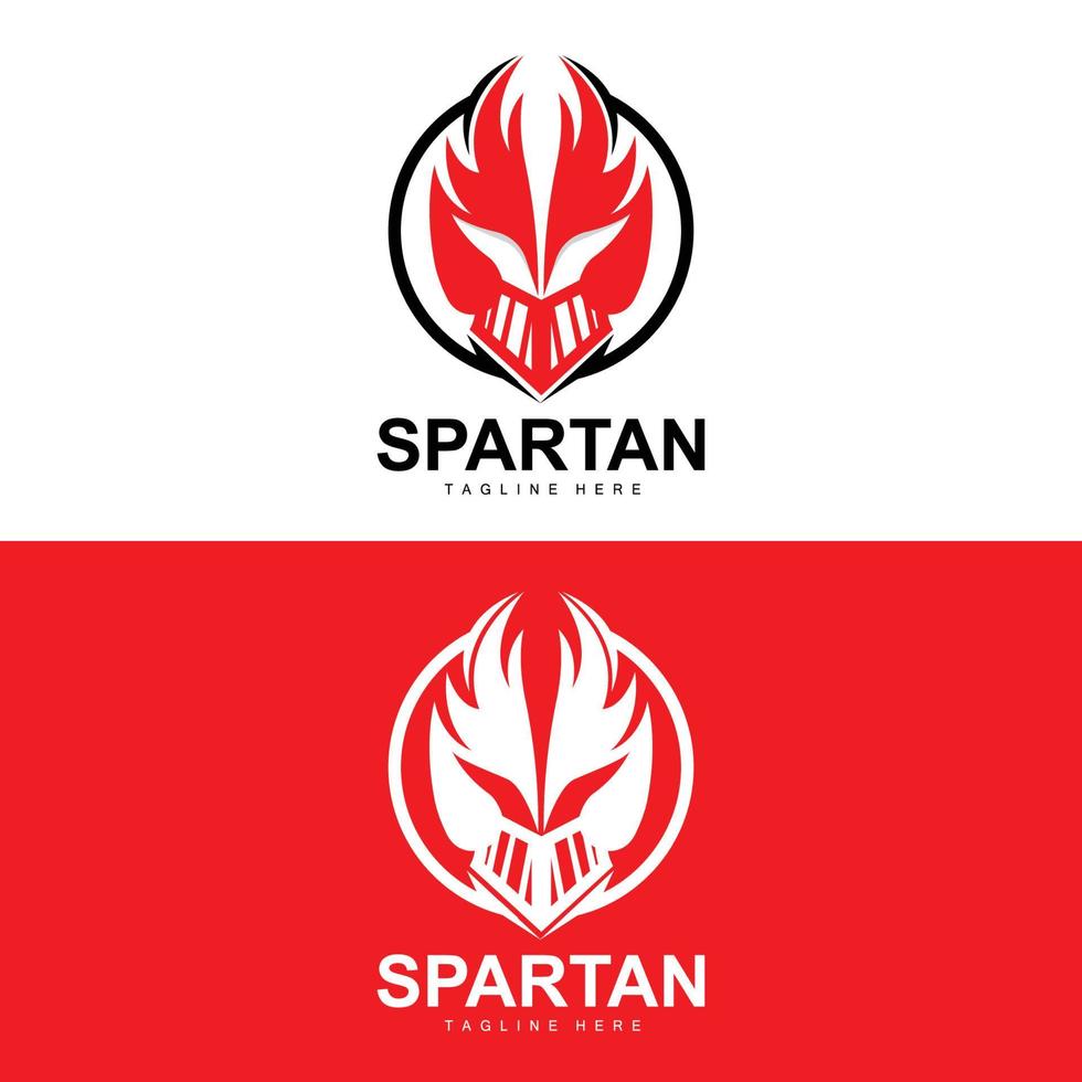 spartano logo, guerra casco completo da uomo vettore, barbaro armatura icona, vichingo, Palestra in forma disegno, fitness vettore