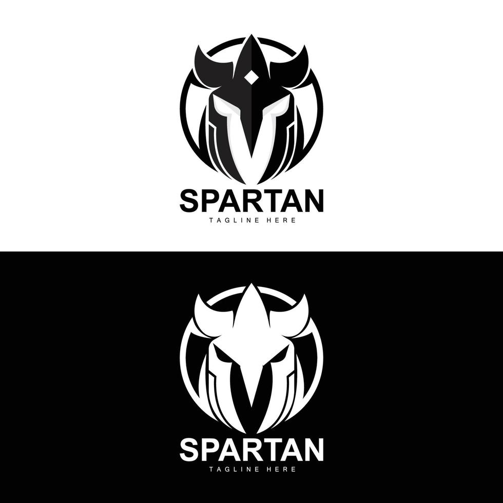 spartano logo, guerra casco completo da uomo vettore, barbaro armatura icona, vichingo, Palestra in forma disegno, fitness vettore