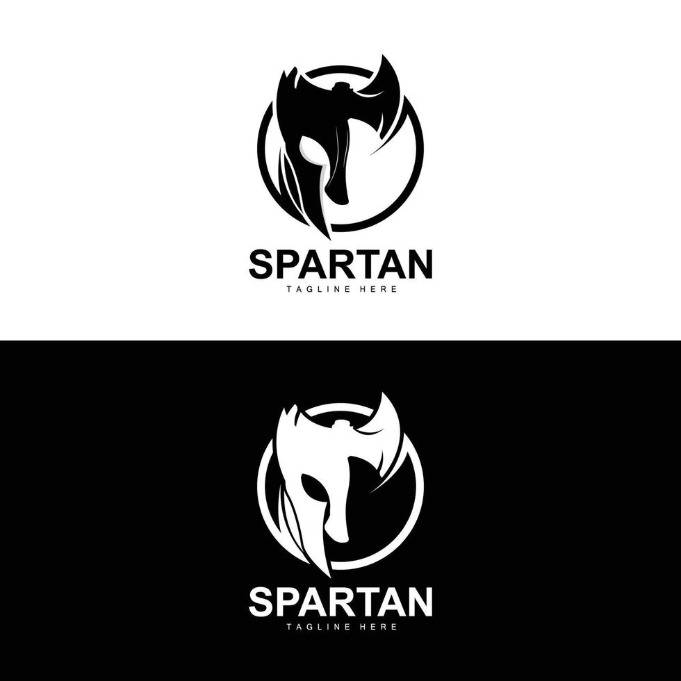 spartano logo, guerra casco completo da uomo vettore, barbaro armatura icona, vichingo, Palestra in forma disegno, fitness vettore