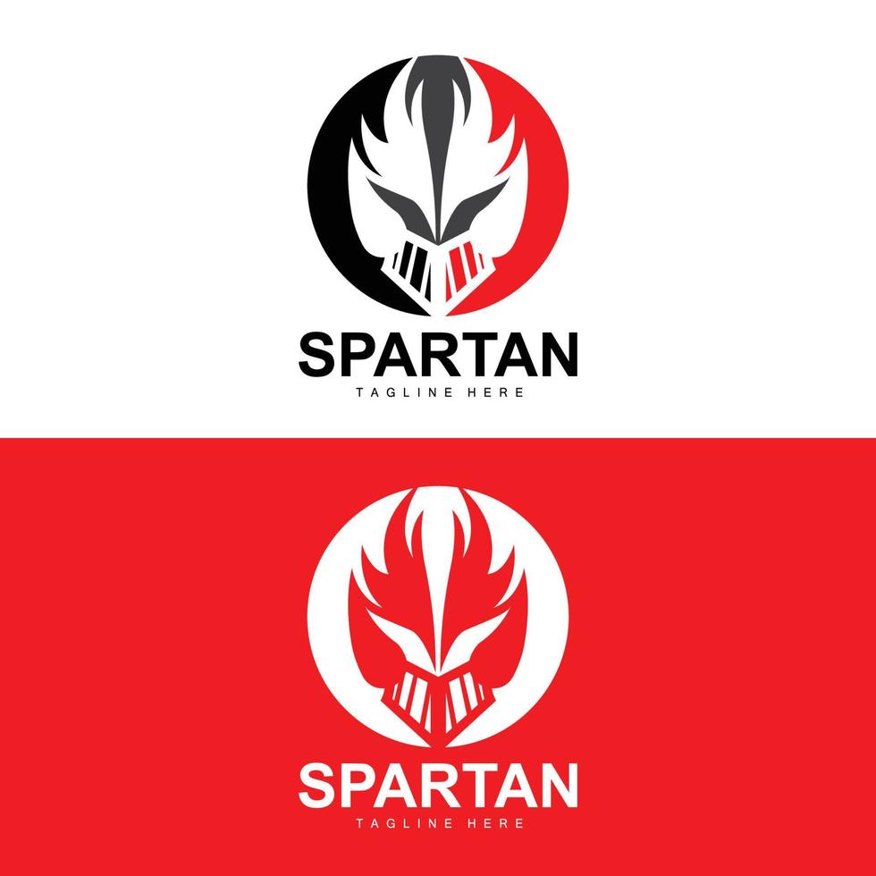 spartano logo, guerra casco completo da uomo vettore, barbaro armatura icona, vichingo, Palestra in forma disegno, fitness vettore