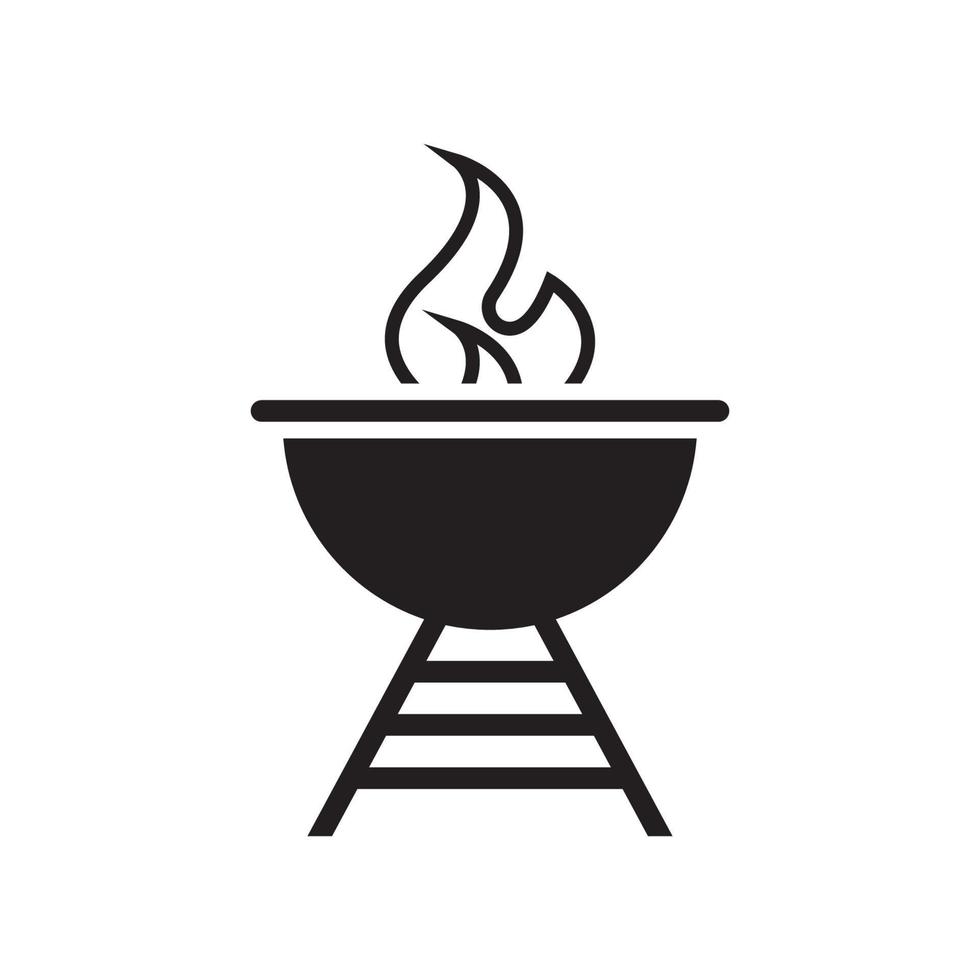 bbq griglia semplice e simbolo icona con Fumo o vapore logo vettore