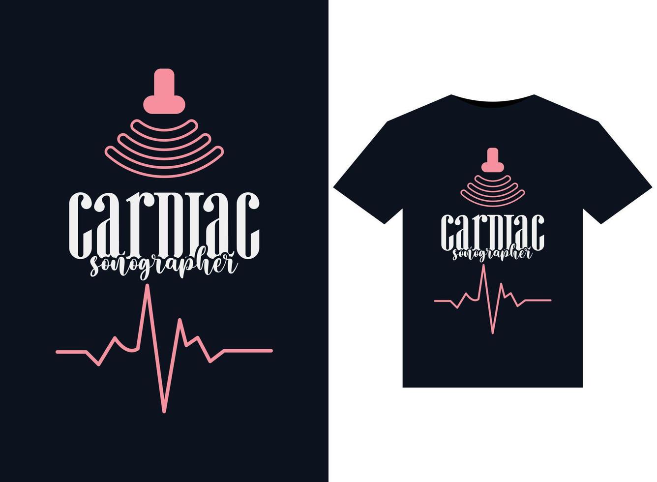 cardiaco ecografista illustrazioni per pronti per la stampa magliette design vettore