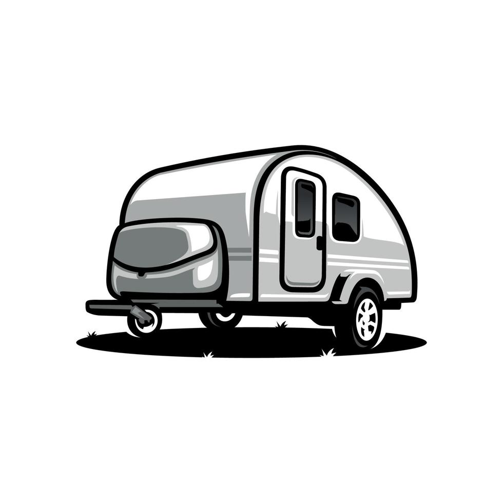 caravan camper trailer illustrazione logo vettore