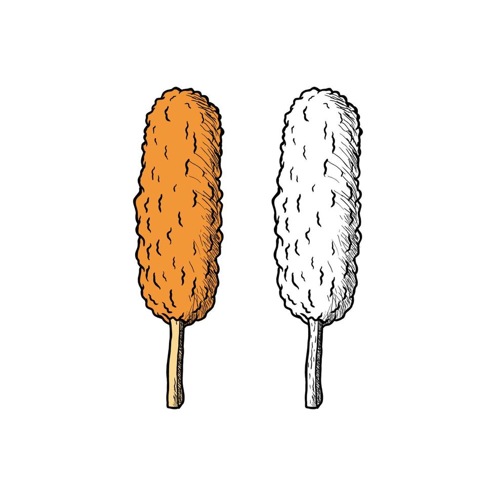 corndog mano disegno vettore