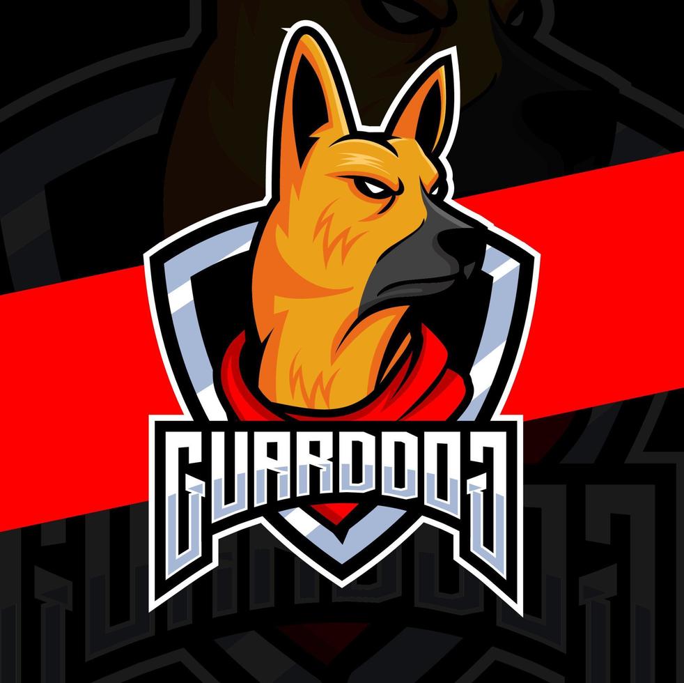 Tedesco pastori cane portafortuna esport logo design personaggio per gioco e cane guardia logo vettore