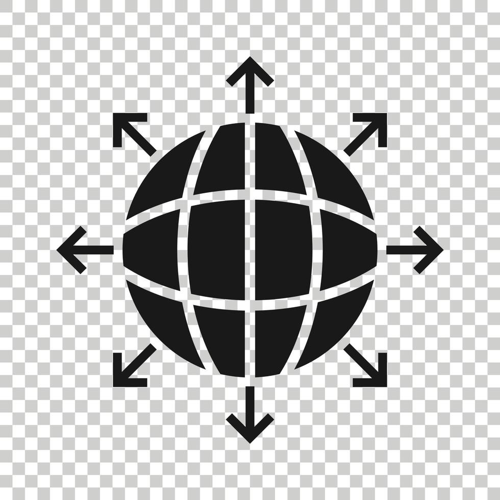 terra pianeta icona nel piatto stile. globo geografico vettore illustrazione su bianca isolato sfondo. globale comunicazione attività commerciale concetto.