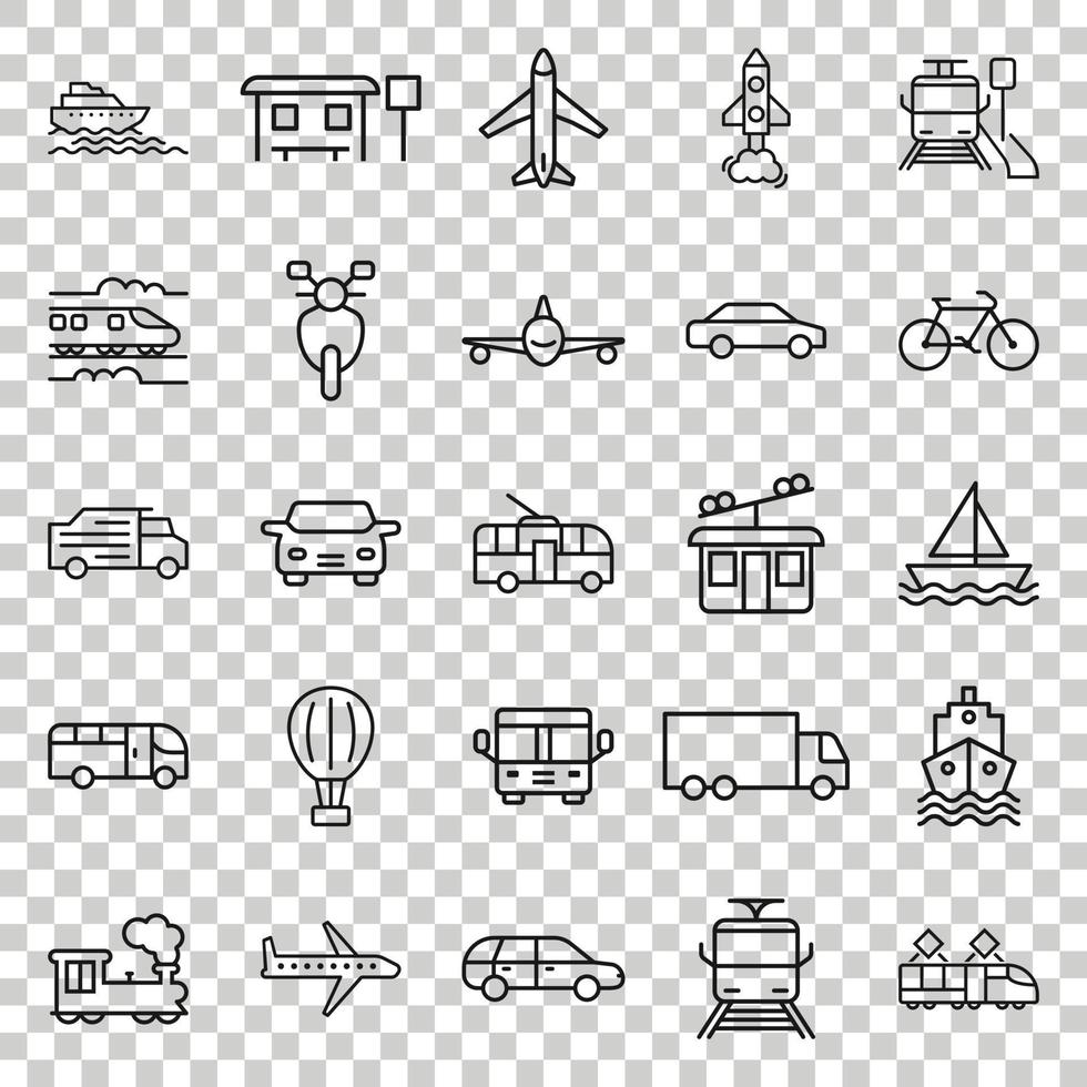 trasporto icona impostato nel piatto stile. auto vettore collezione illustrazione su bianca isolato sfondo. spedizione mezzi di trasporto attività commerciale concetto.