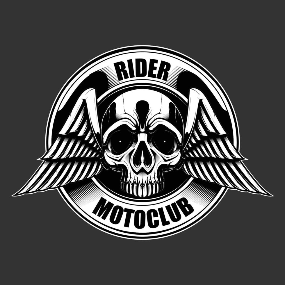 nero e bianca di moto club illustrazione per emblema, logo, maglietta e abbigliamento design. vettore