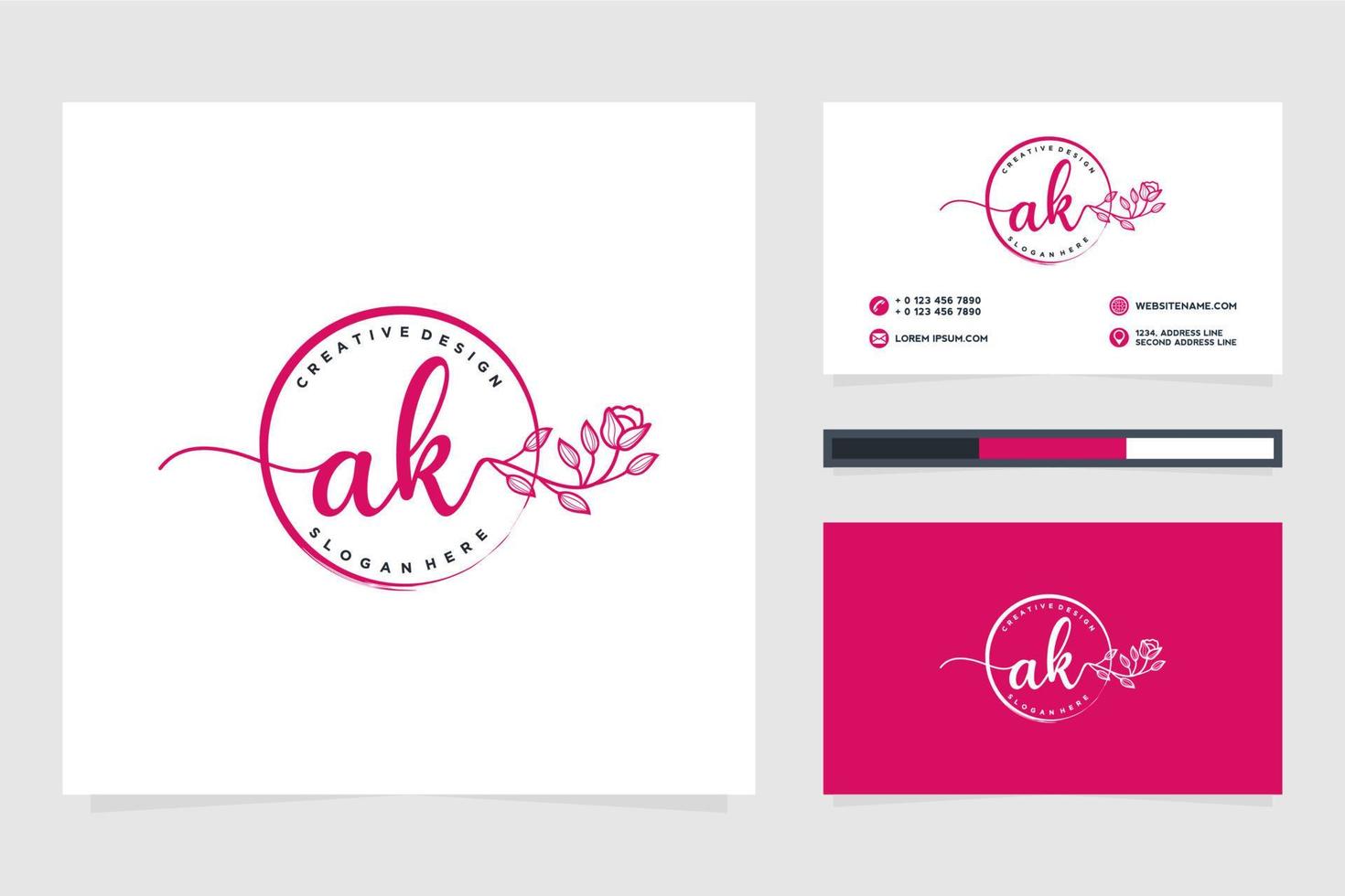 iniziale ak femminile logo collezioni e attività commerciale carta templat premio vettore