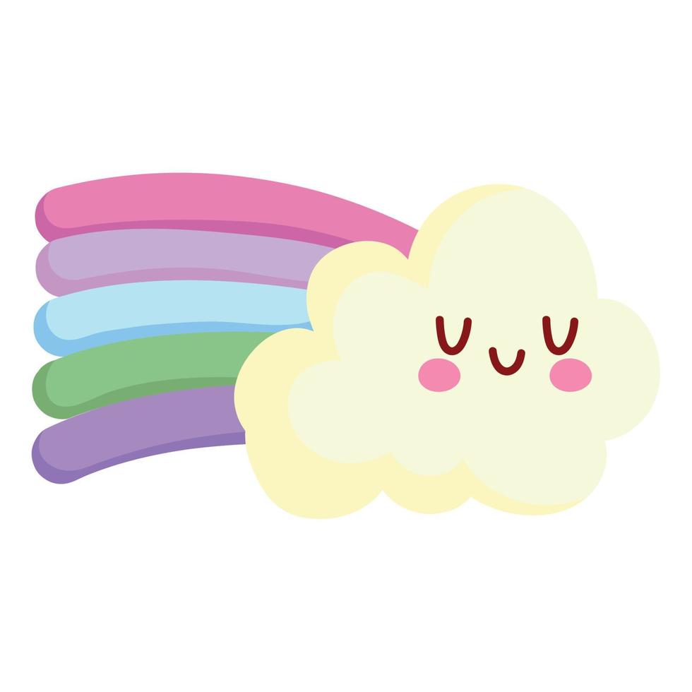 arcobaleno e nube kawaii tempo metereologico vettore