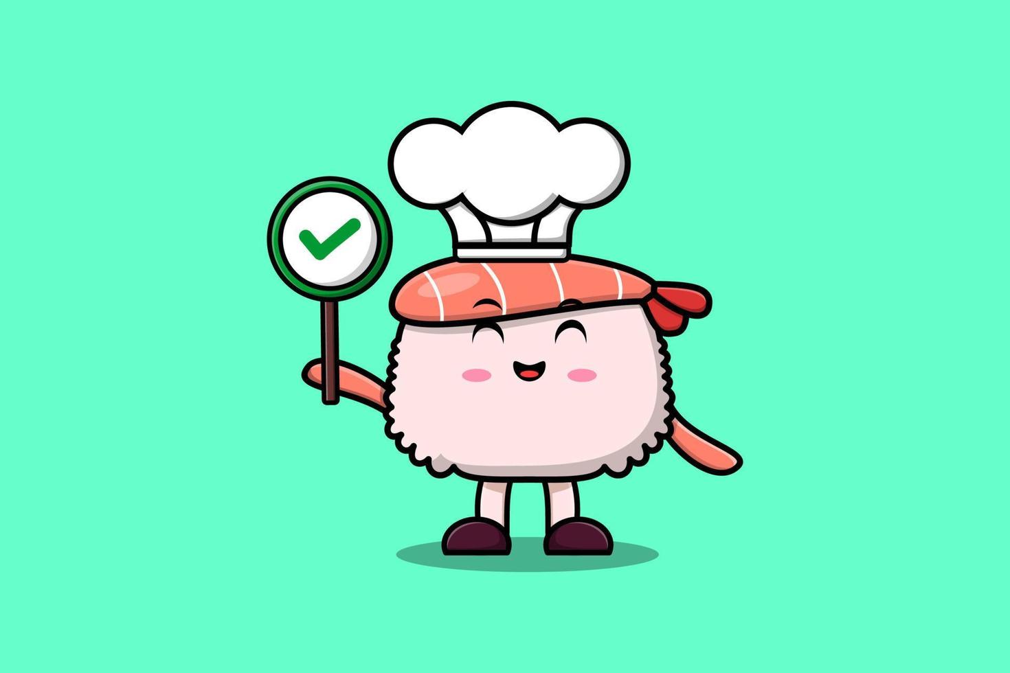 carino cartone animato Sushi gamberetto capocuoco personaggio vettore