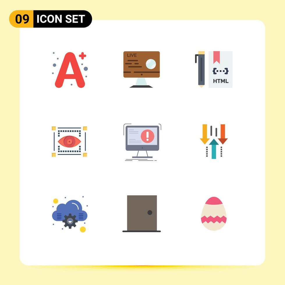 impostato di 9 moderno ui icone simboli segni per occhio Visualizza ruscello visivo sviluppo modificabile vettore design elementi