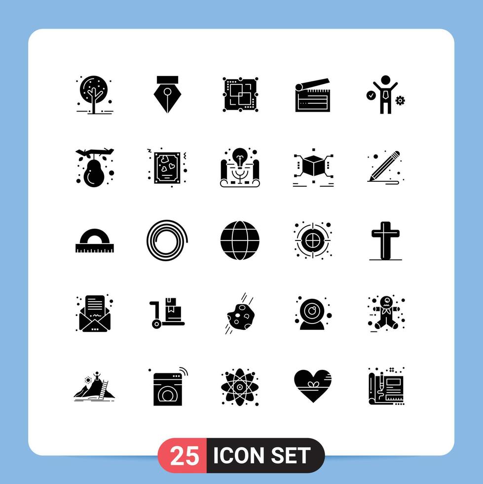azione vettore icona imballare di 25 linea segni e simboli per idea ciak disegno battacchio tavola modificabile vettore design elementi