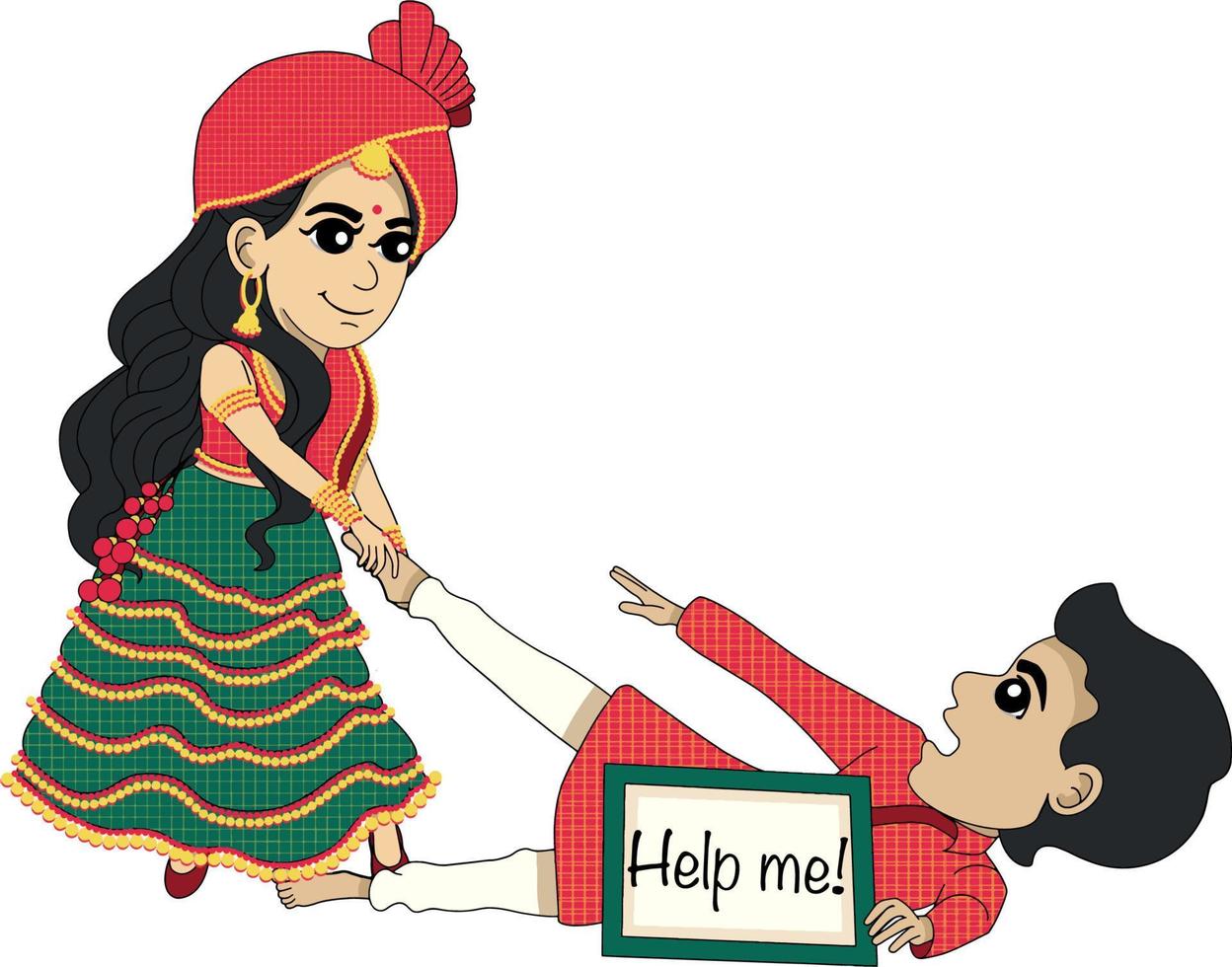 indiano nozze cartone animato personaggio vettore
