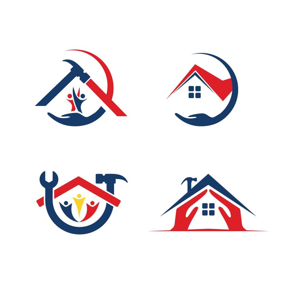 Comunità riparo casa riparazione logo design vettore