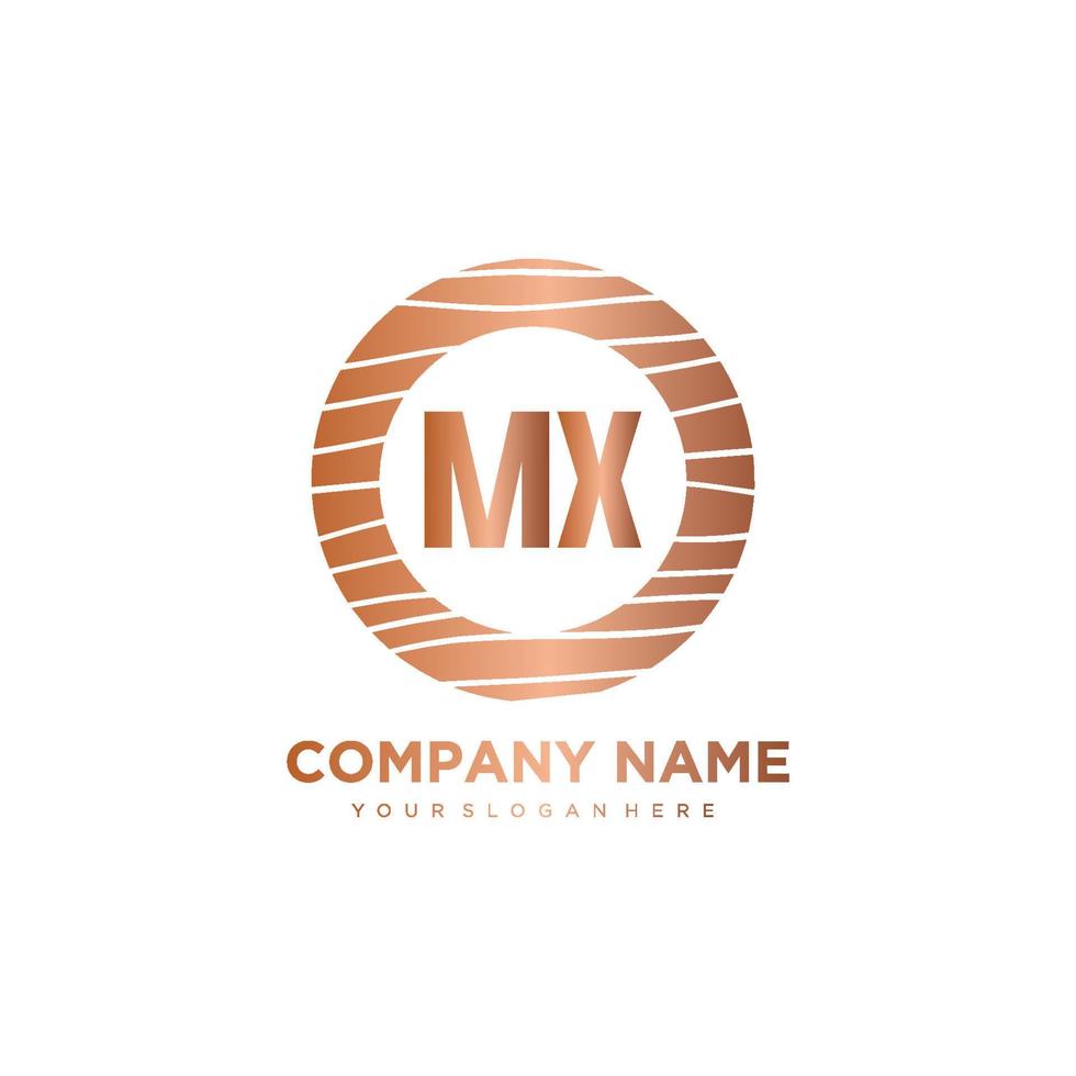 mx iniziale lettera cerchio legna logo modello vettore
