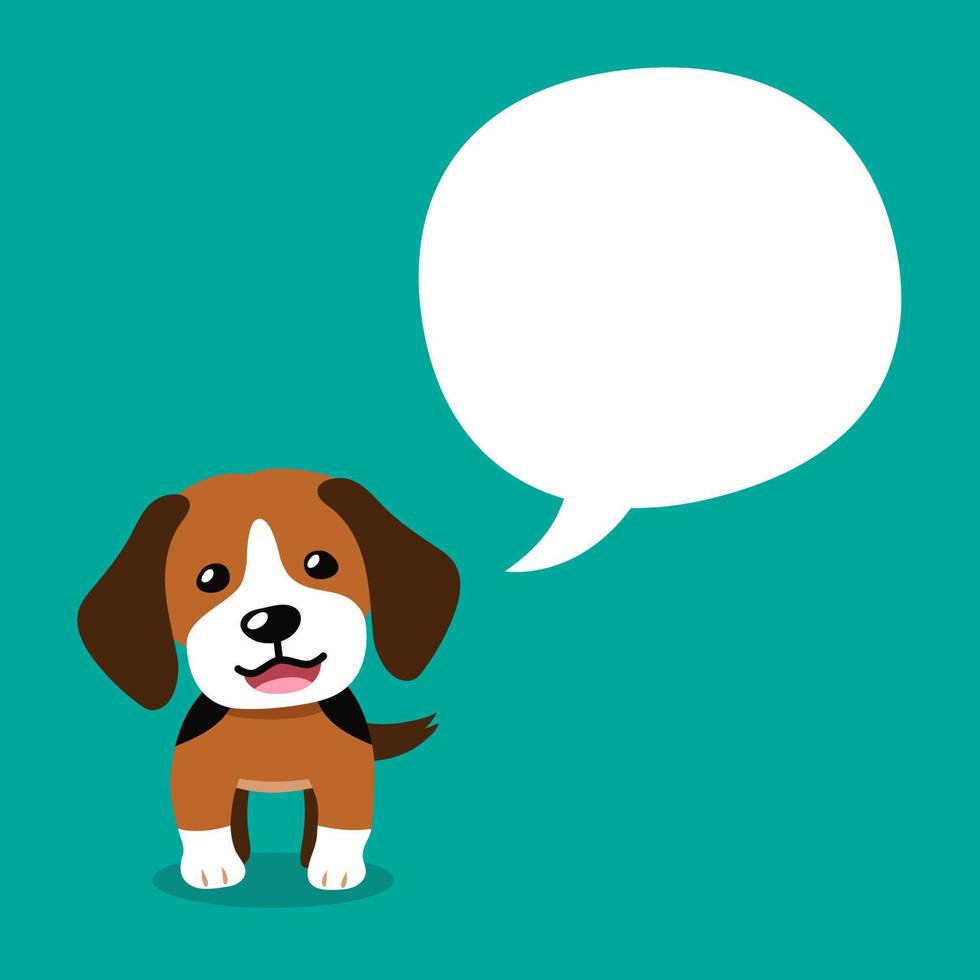 cartone animato personaggio beagle cane con discorso bolla per design. vettore