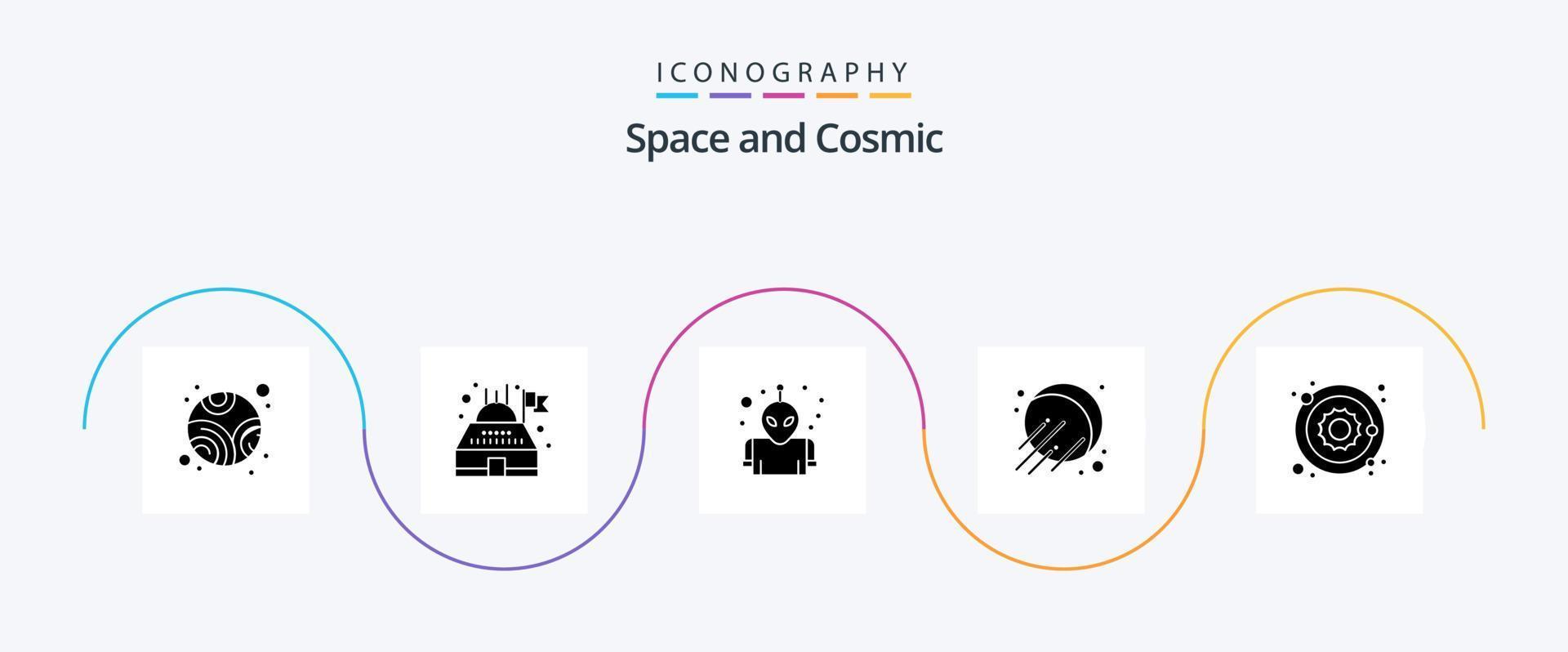 spazio glifo 5 icona imballare Compreso . sole. spazio. stella. astronomia vettore
