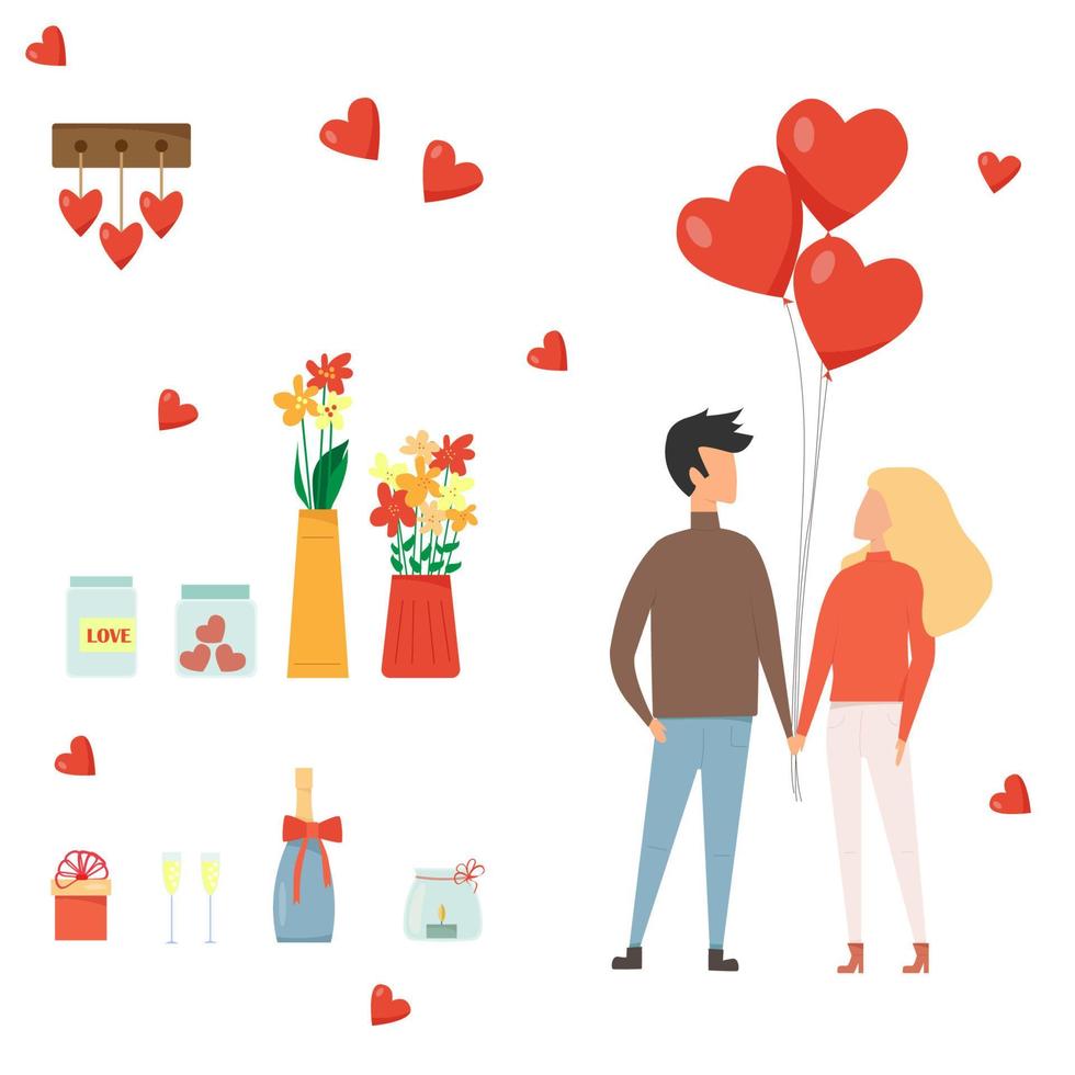 impostato di romantico icone. amore Data. San Valentino giorno vettore