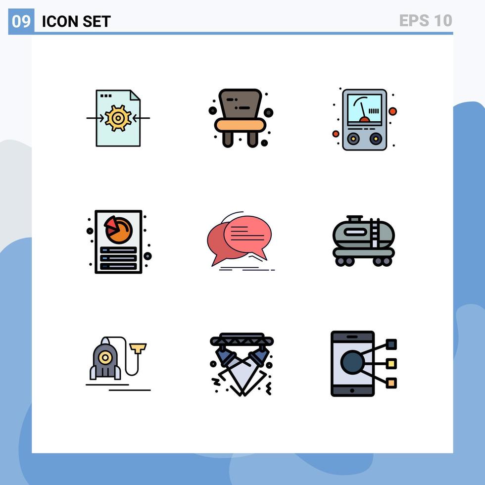 impostato di 9 moderno ui icone simboli segni per discorso Chiacchierare metro bolla documento modificabile vettore design elementi