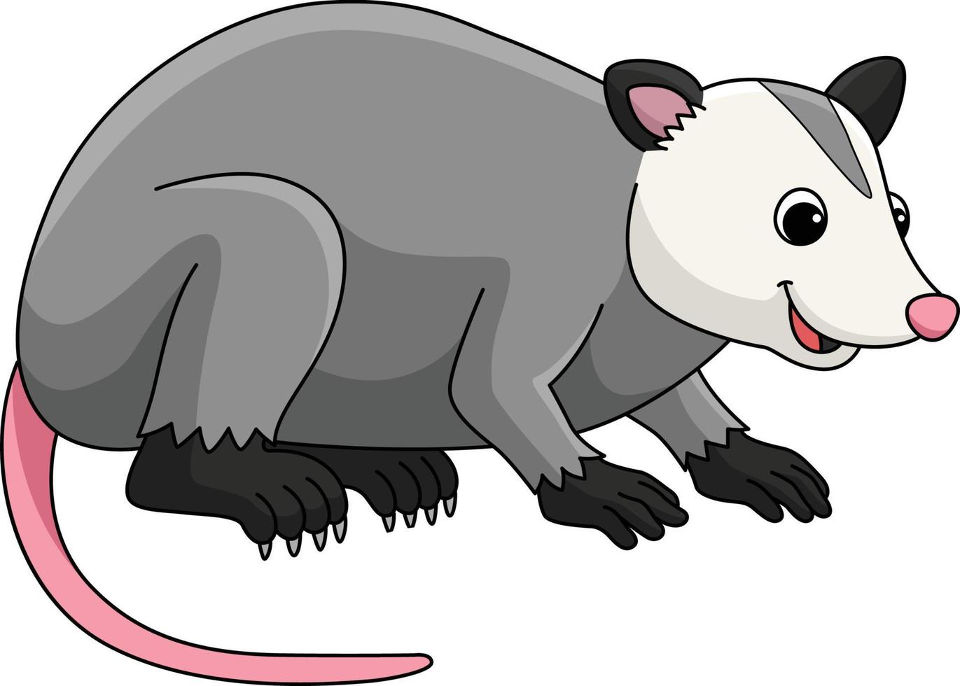 opossum animale cartone animato colorato clipart vettore