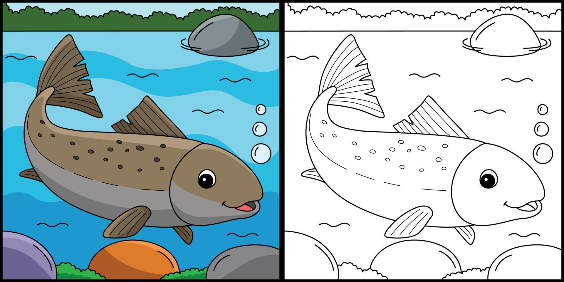 salmone animale colorazione pagina colorato illustrazione vettore