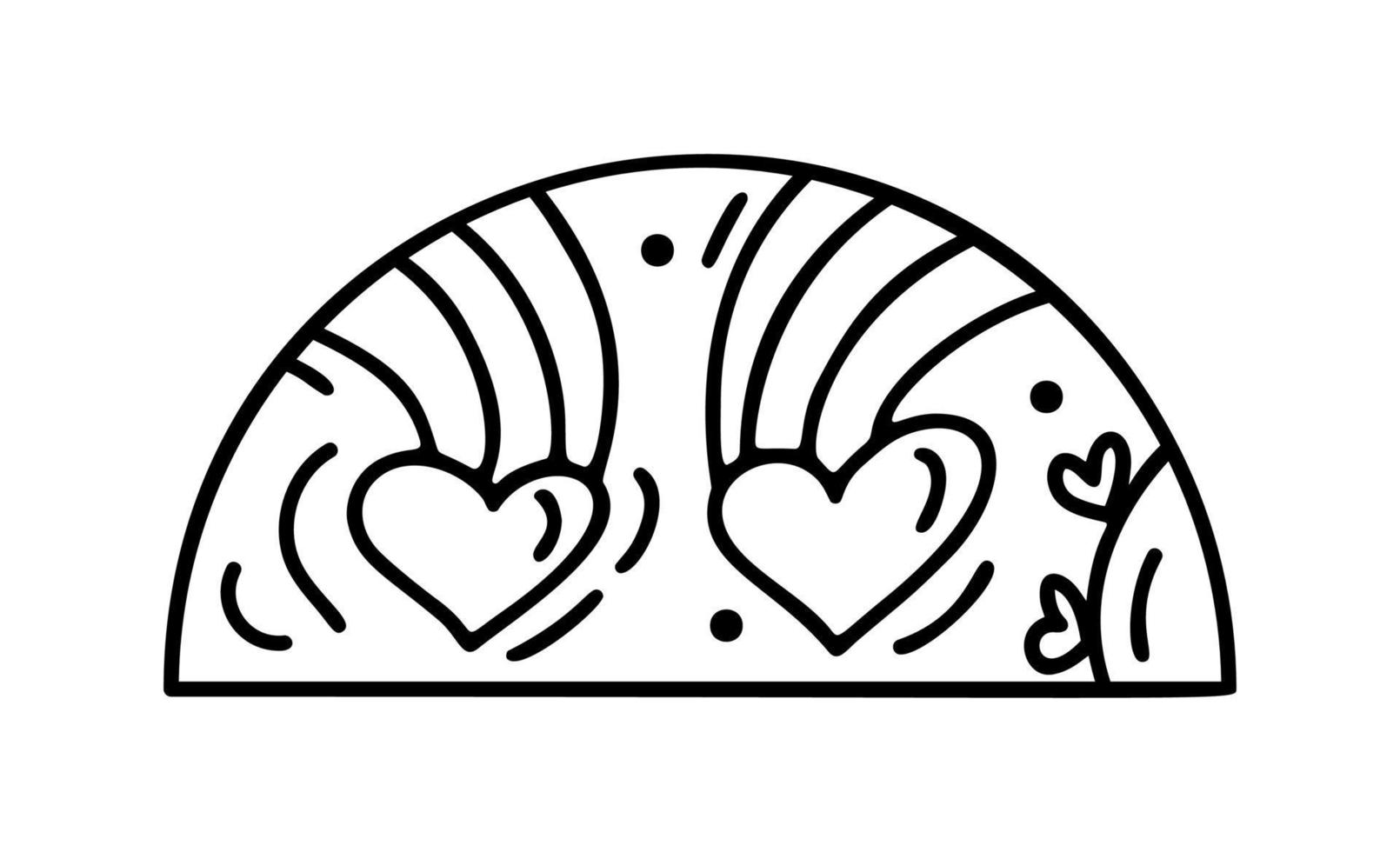 mano disegnato San Valentino vettore cuore costruttore nel metà il giro telaio. romantico amore composizione illustrazione logo per saluto carta, ragnatela design isolato vacanza