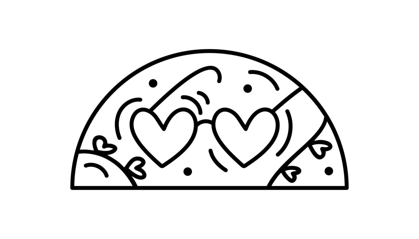 mano disegnato San Valentino vettore bicchieri cuore costruttore nel metà il giro telaio. romantico amore composizione illustrazione logo per saluto carta, ragnatela design isolato vacanza