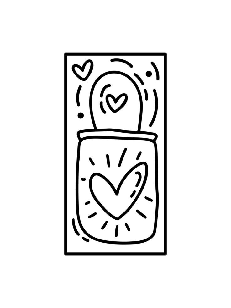 San Valentino vettore composizione Borsa con cuori. mano disegnato amore vacanza costruttore logo nel rettangolo orizzontale telaio per saluto carta, ragnatela design invito