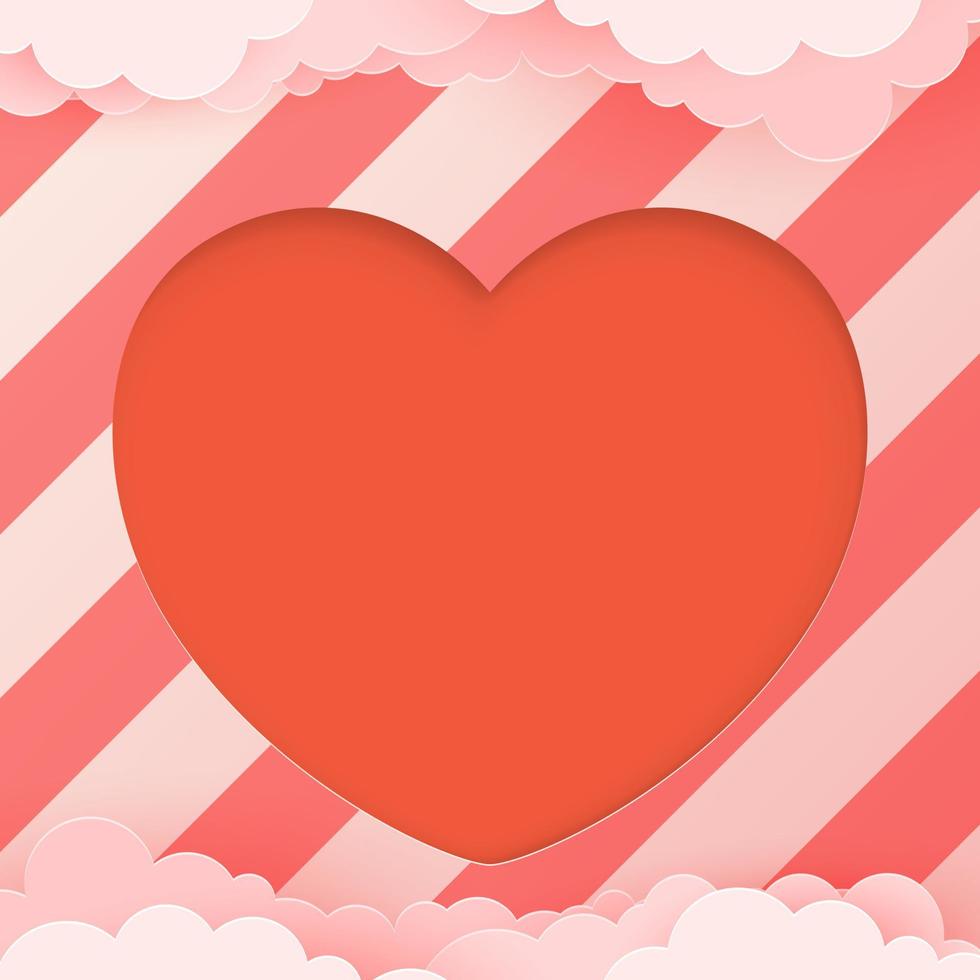 contento san valentino giorno sfondo con un' cuore forma papercut concetto. vettore simboli di amore per contento Da donna, di madre, San Valentino giorno, e compleanno saluto carta disegni.