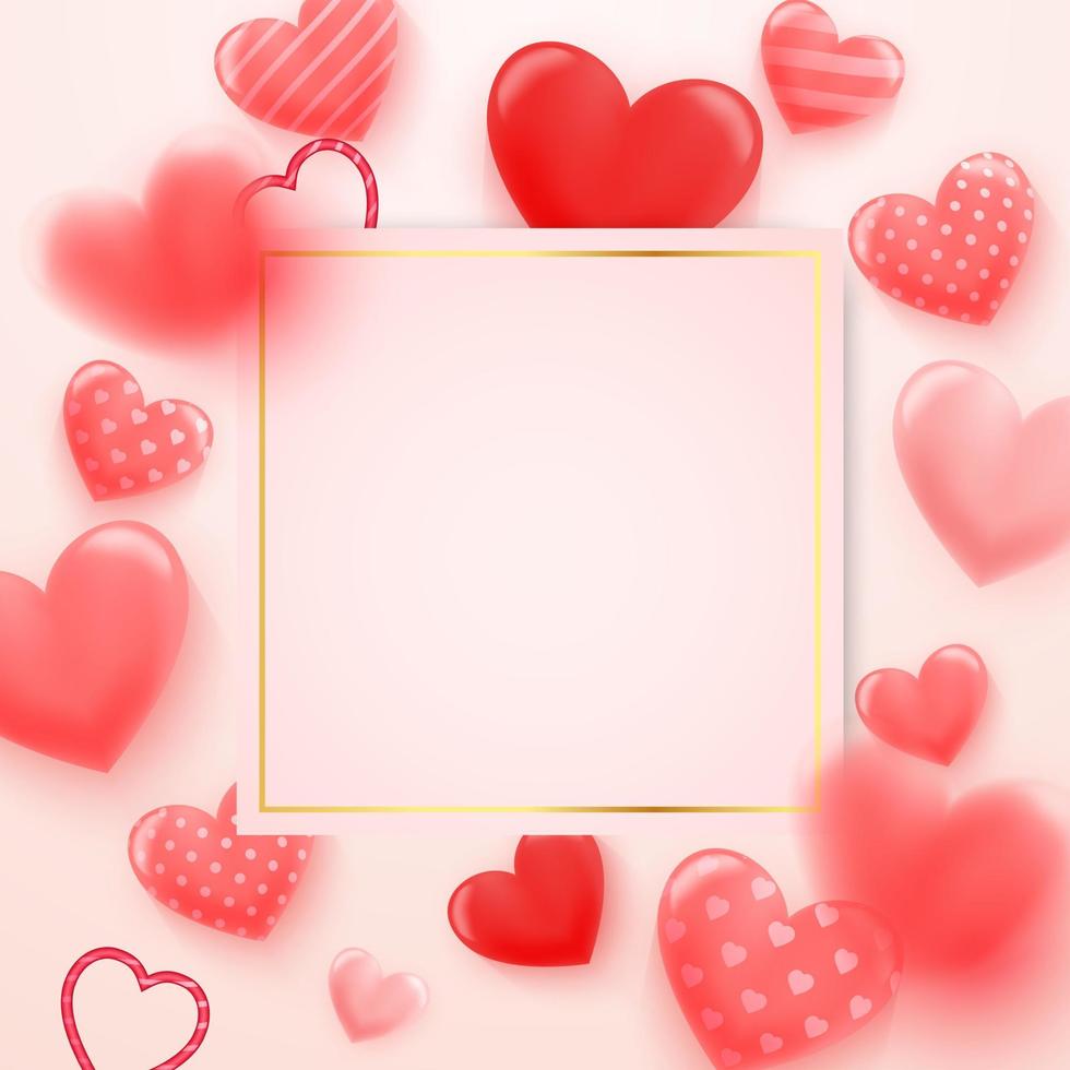 contento san valentino giorno sfondo con un' 3d rosa cuore sfondo. vettore simboli di amore per contento Da donna, di madre, San Valentino giorno, e compleanno saluto carta disegni.